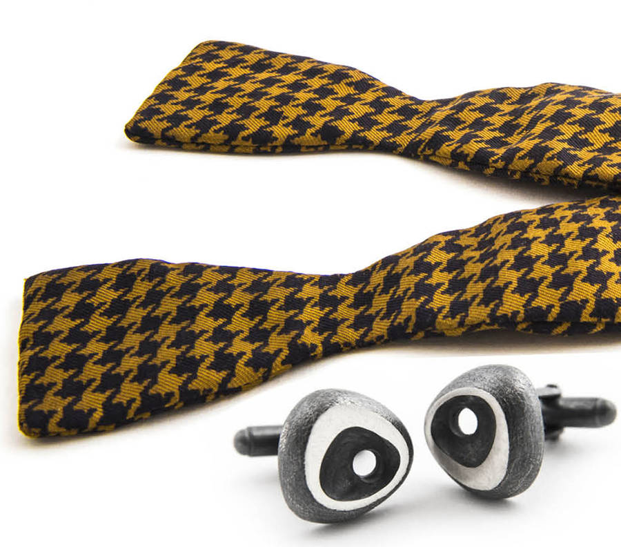 rock silver cufflinks by latham & neve