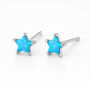 Sterling Silver Blue Opal Star Stud Earrings – 7mm, thumbnail 3 of 9