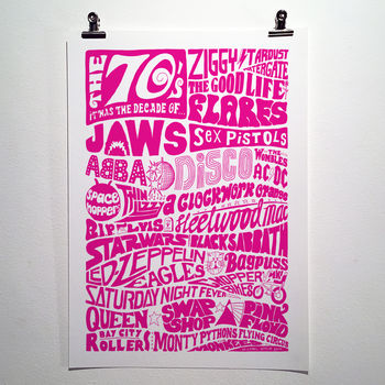 The Seventies 1970’s Decade Typography Print, 5 of 10