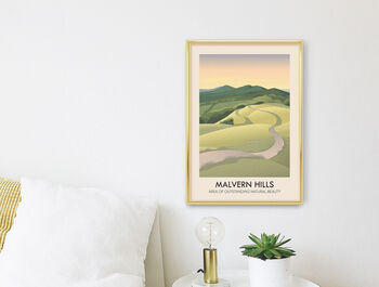 Malvern Hills Aonb Travel Poster Art Print, 2 of 8