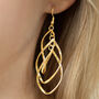 Multi Swirl Long Drop Earrings In Gold Colour, thumbnail 1 of 3