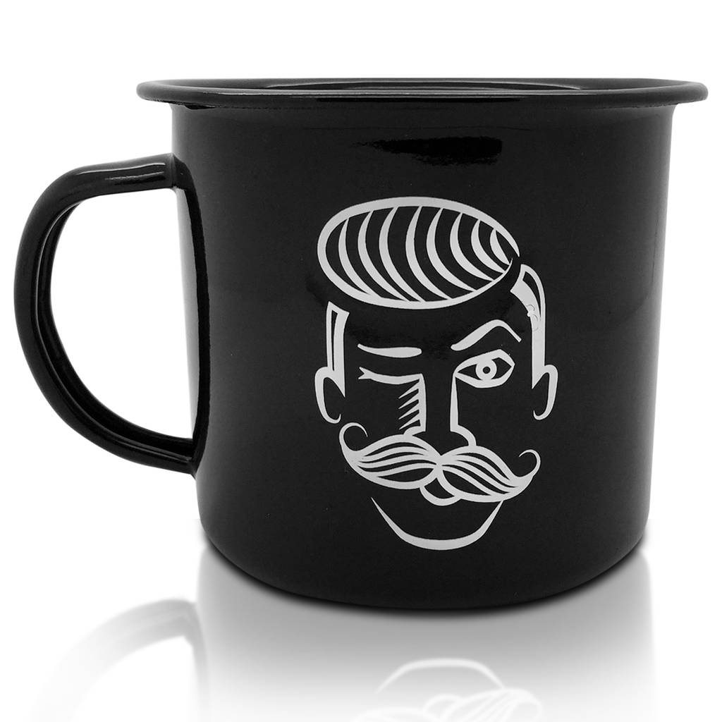 Enamel Gentleman's Grooming Mugs Set Of Four By A Type Of Design