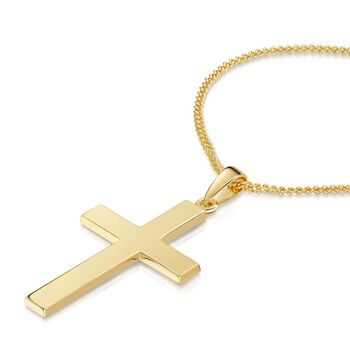 Personalised Men's Large Plain Cross Pendant With Curb Chain, 3 of 6