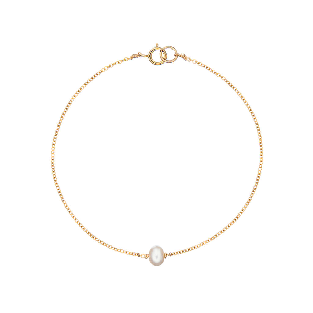 Delicate Gold, Silver, Rose Gold Single Pearl Bracelet By LILY & ROO