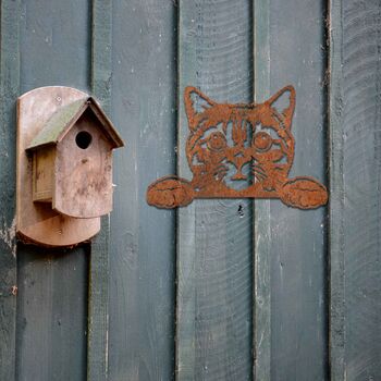 Metal Peaking Cat Rusted Cat Garden Decor Gift For Her, 7 of 9