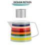 Porcelain Striped Tea Pot With Filter And Matching Mugs, thumbnail 2 of 8