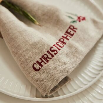 Personalised Natural Traditional Christmas Napkin, 3 of 3