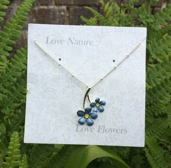 Forget Me Not Blue Flower Pendant Necklace, 3 of 6
