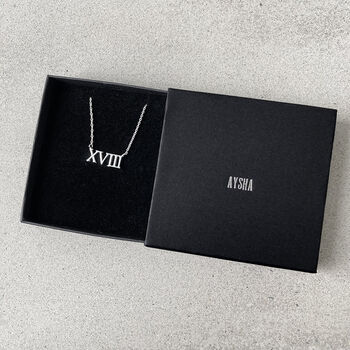 18th Birthday Gift. Silver Roman Numerals Necklace, 2 of 5