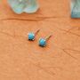 Sterling Silver Green Turquoise Stud Earrings, thumbnail 1 of 10
