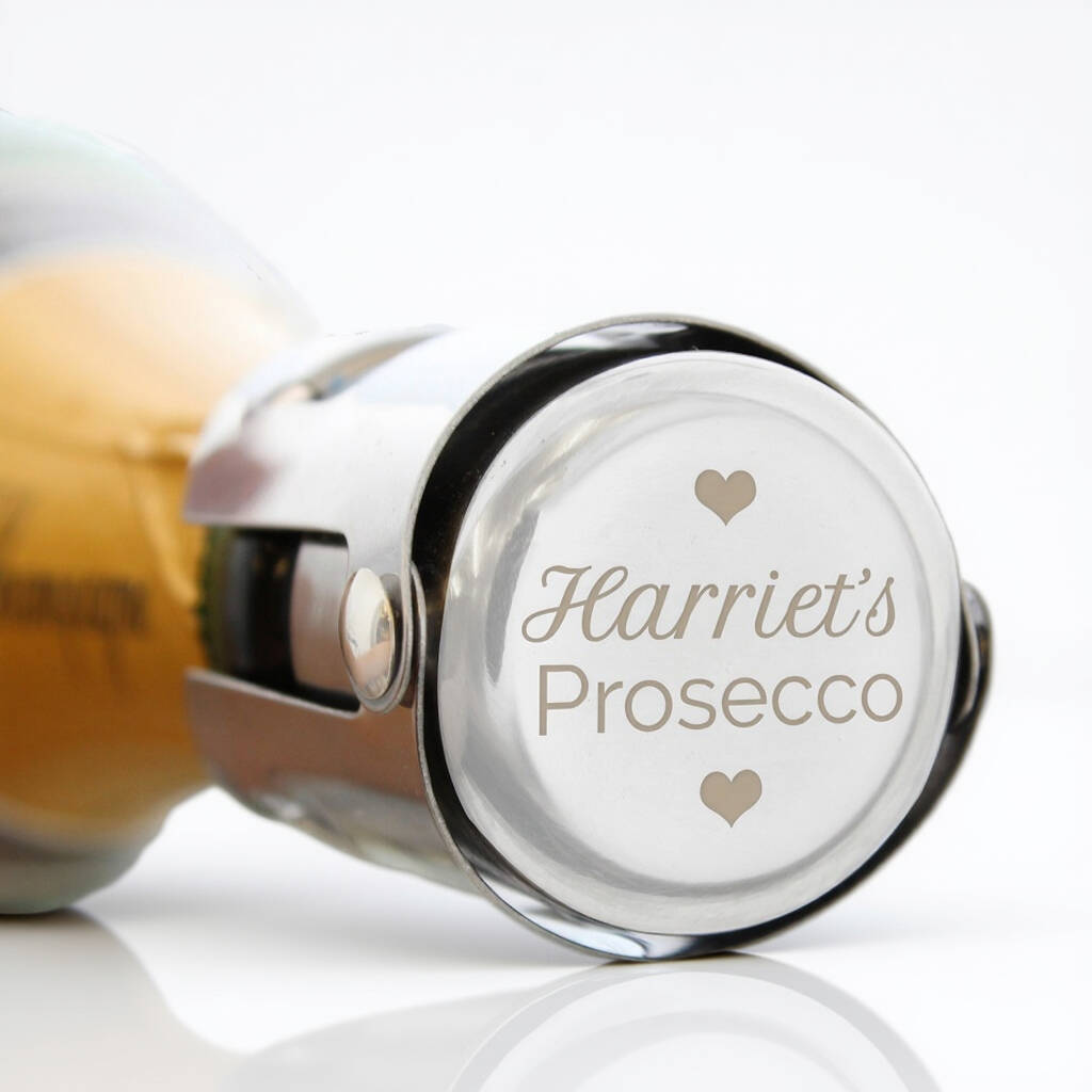 Personalised Heart Motif Prosecco Bottle Stopper Gift, 1 of 3