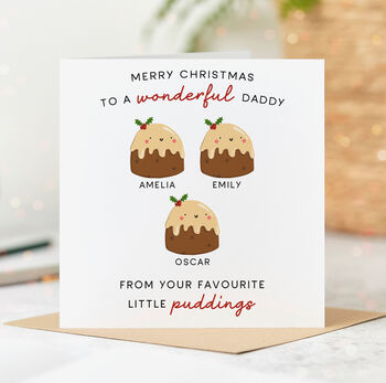 'Daddy Little Puddings' Personalised Christmas Card, 2 of 7