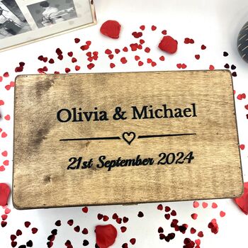 Personalised Couples Wooden Memory Box, 3 of 11