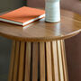 Natural Wooden Slatted Round Side Table, thumbnail 2 of 2