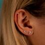 Sterling Silver Cz Tiny Curved Bar Stud Earrings, thumbnail 6 of 12