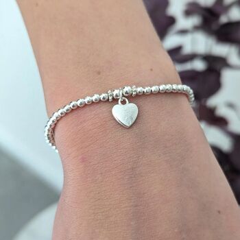 Sterling Silver Prom Night 2026 Heart Stretch Bracelet, 7 of 7