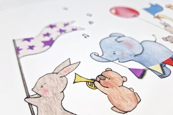 Personalised Children's Animals On Parade Nursery Print, 3 of 12