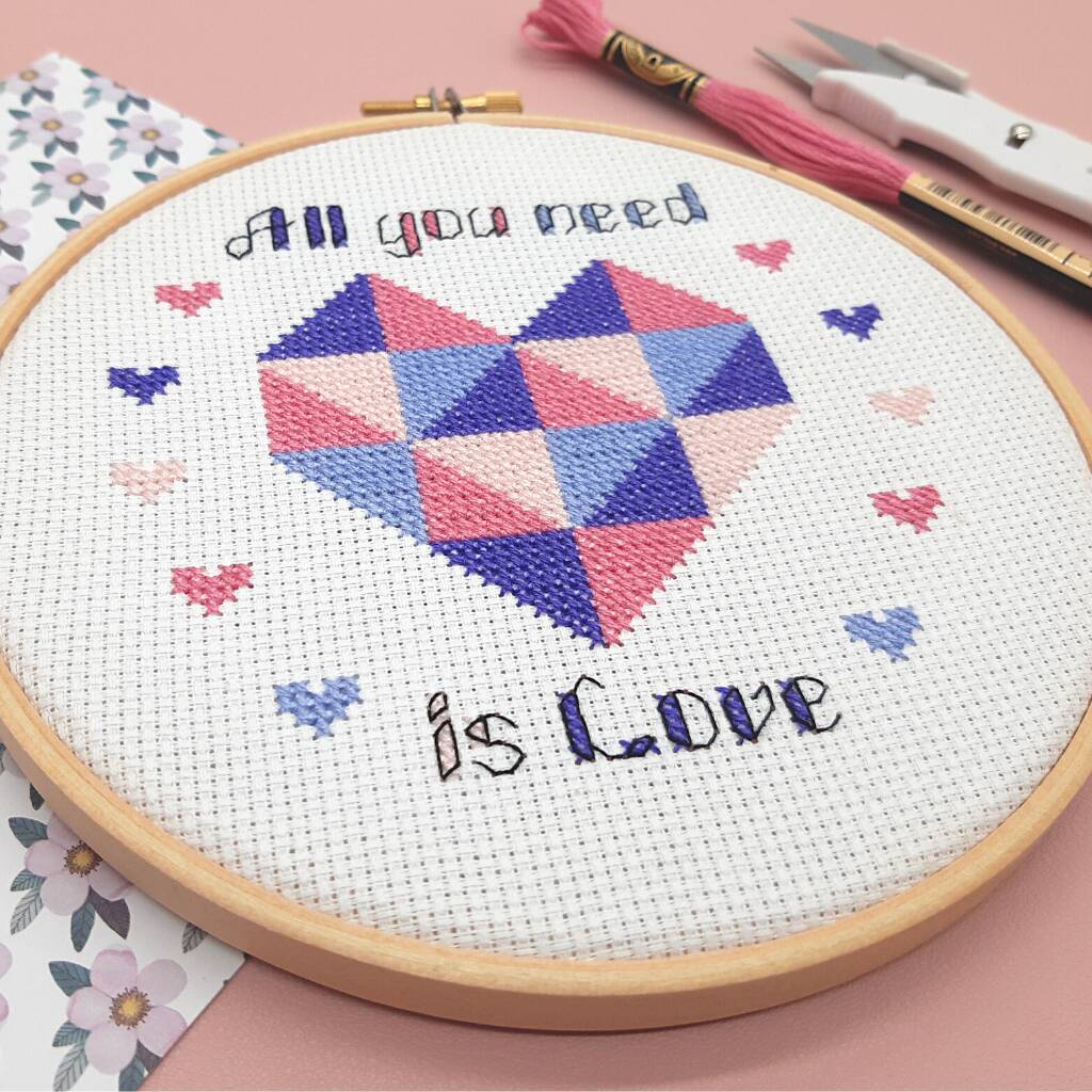 'All You Need Is Love' Cross Stitch Kit, 1 of 7