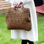Straw Tote Bag Eco Friendly With Wooden Handles, thumbnail 10 of 12