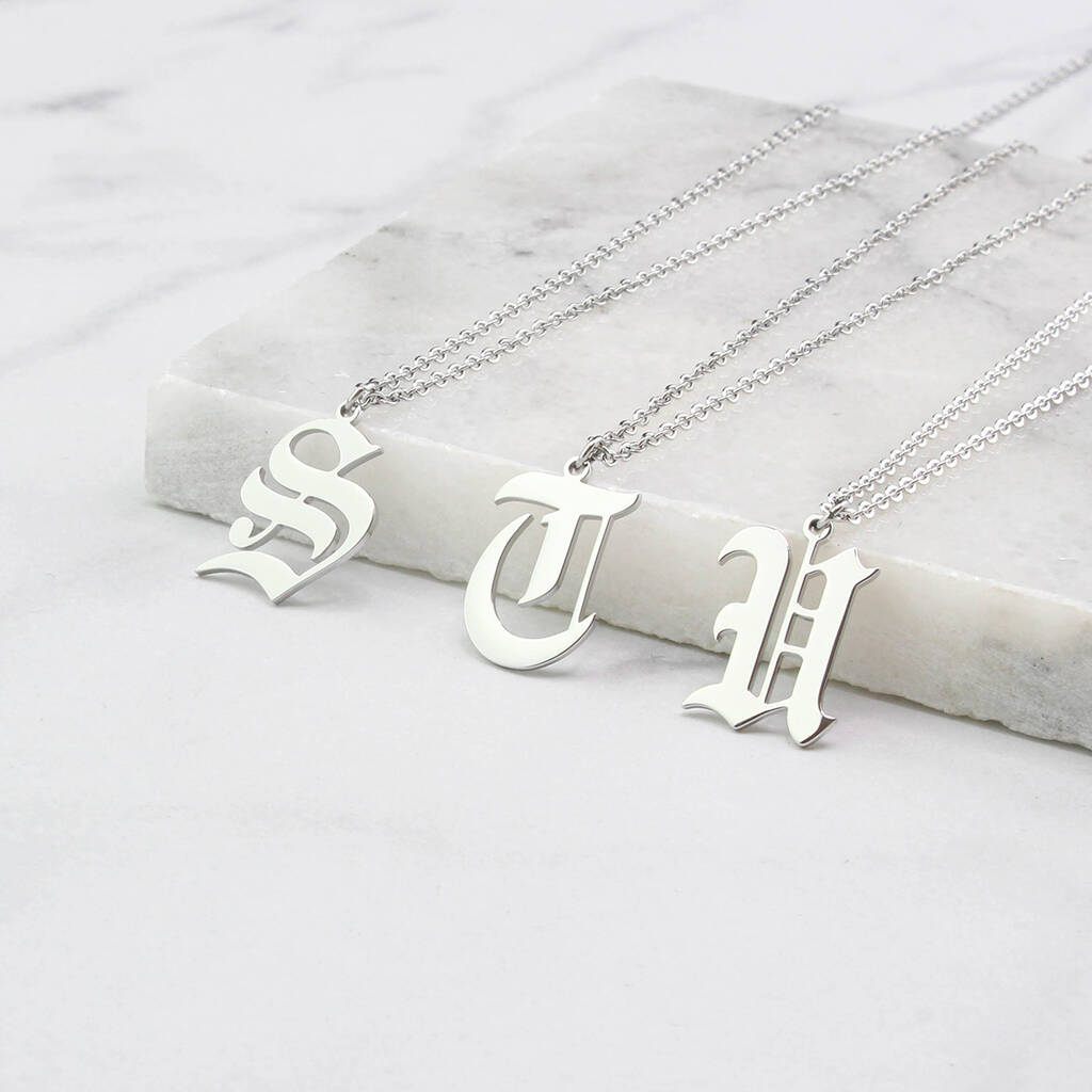 Old English Letter Initial Necklace By Charlie Boots