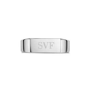 Slim Rectangular Signet Ring 925 Solid Silver, 5 of 6