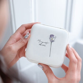 Personalised Birth Flower Jewellery Travel Case, 5 of 12