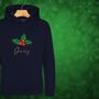 Glittery Holly Personalised Christmas Jumper Hoodie For Girls And Boys, thumbnail 3 of 9