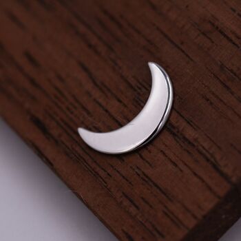 Sterling Silver Crescent Moon Stud Earrings, 5 of 9