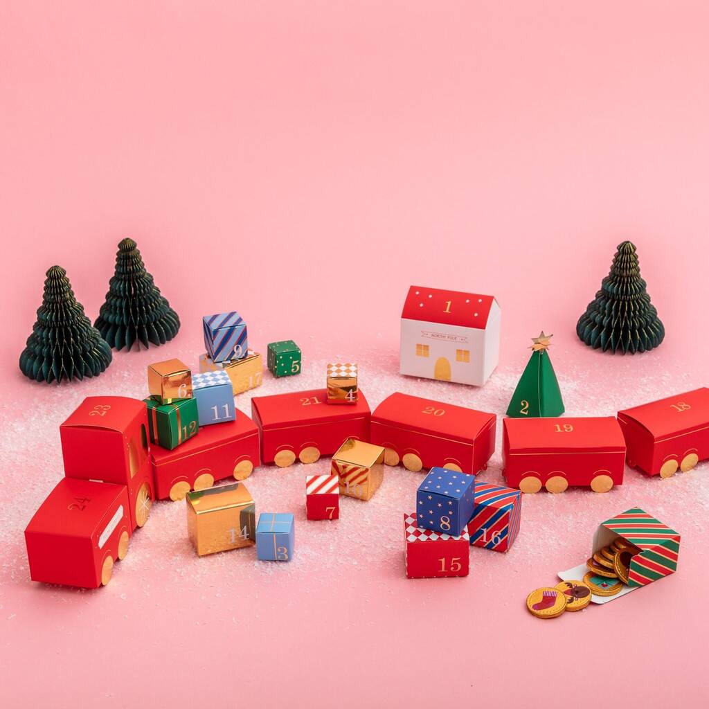 Polar Express Train Christmas Advent Calendar Boxes By Little Big Party Co