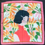Woman And Flowers Illustration Scarf, thumbnail 1 of 3