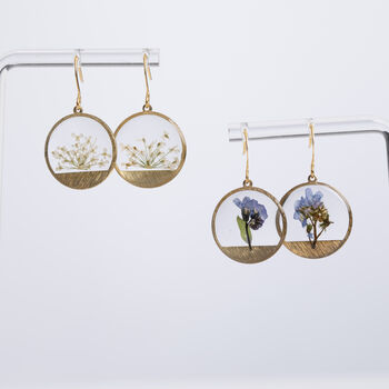 Forget Me Not Or Queen Anne Gold Plated Brass Earrings, 5 of 5
