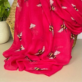 Bees Scarf In Fuchsia, 3 of 3