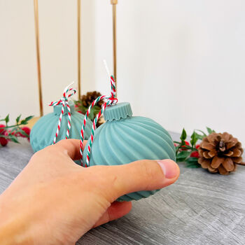 Green Christmas Candle In Christmas Tree Bauble Design, 3 of 7