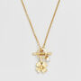 Gold Lucky Clover And Pearl Toggle Necklace, thumbnail 4 of 8