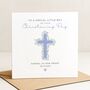 Personalised Floral Cross Christening Card For Baby Boy, thumbnail 1 of 7
