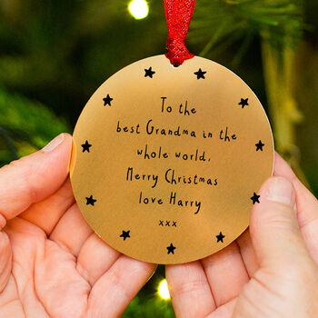 Personalised Message Gold Christmas Decoration Bauble, 2 of 7