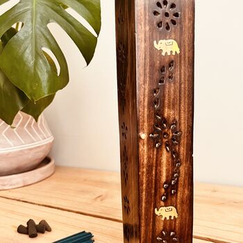 Brass Elephant Inlay Incense Tower Burner Box, 9 of 10