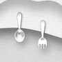 Sterling Silver Fork And Spoon Earrings, thumbnail 1 of 2