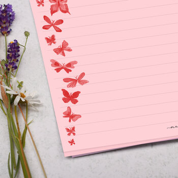 A4 Pink Letter Writing Paper With Butterflies, 2 of 4