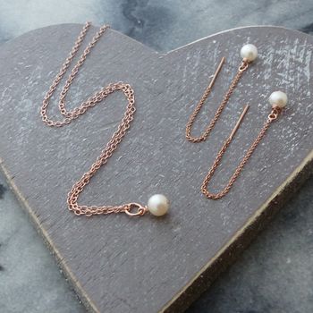 14 Ct Rose Gold Filled Metal And Pearls Jewellery Set, 8 of 12