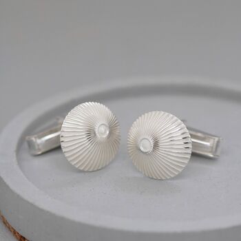 Sterling Silver And Black Cufflinks With Sunburst Motif, 3 of 12