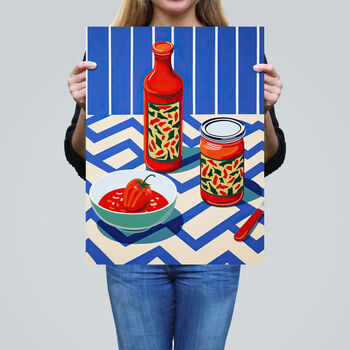 Ketchup Later Blue Red Bright Kitchen Wall Art Print, 2 of 6