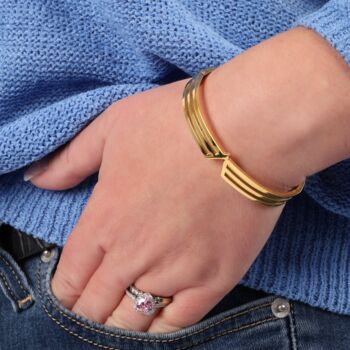 Gold Plated V Line Harmony Bangle Bracelet, 2 of 10