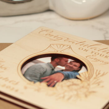 Engagement Wooden Engraved Photo Greetings Card, 3 of 3