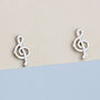 Sterling Silver Treble Clef Stud Earrings, thumbnail 1 of 6