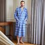 Men's 'Celt Navy' Tartan Brushed Cotton Robe, thumbnail 1 of 5