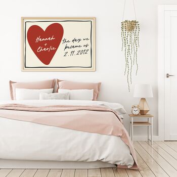 Custom Heart Print For Couples | Personalised Names And Message Wall Art, 2 of 6