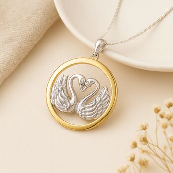 Personalised Sterling Silver Swans In Love Necklace, 3 of 9