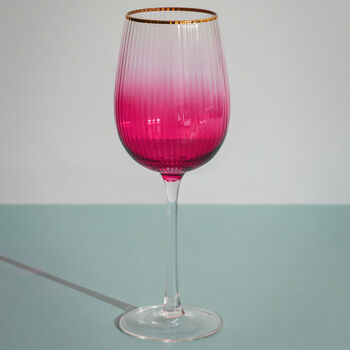G Decor Set Of Four Monroe Ribbed Ombre Wine Glasses, 2 of 3