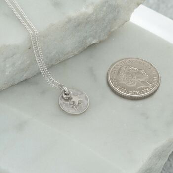 Mini Hammered Disc Necklace Sterling Silver, 2 of 5